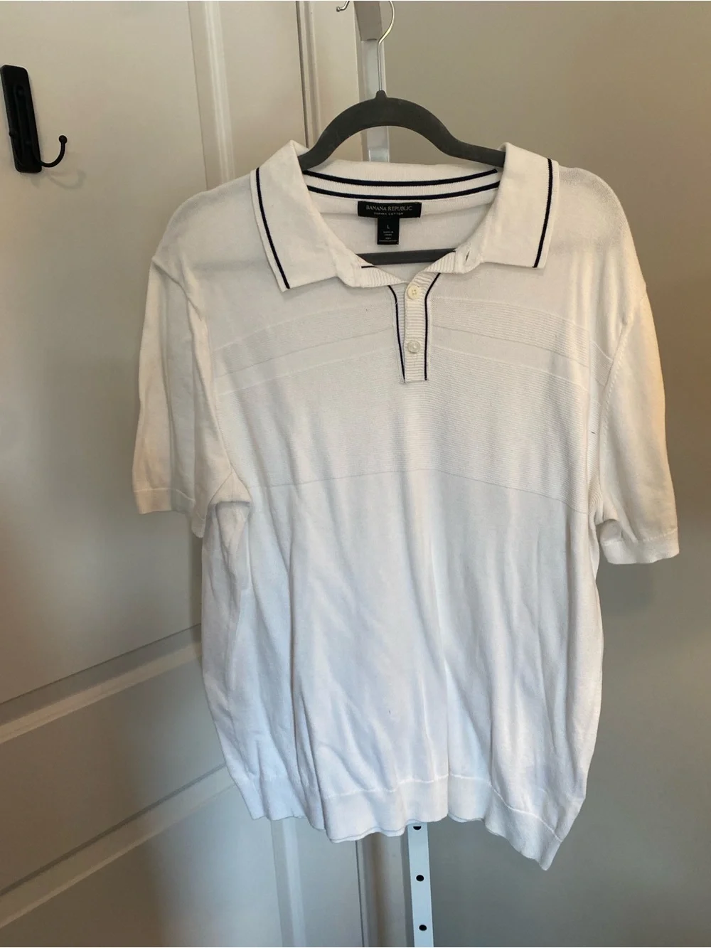 Banana Republic White Polo with Navy Trim
